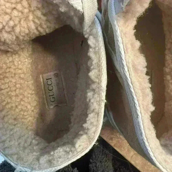 GUCCI Tennis 1977 High Top Sneaker Beige Suede/Shearling AUTHENTIC Size 10 US - Picture 11 of 11